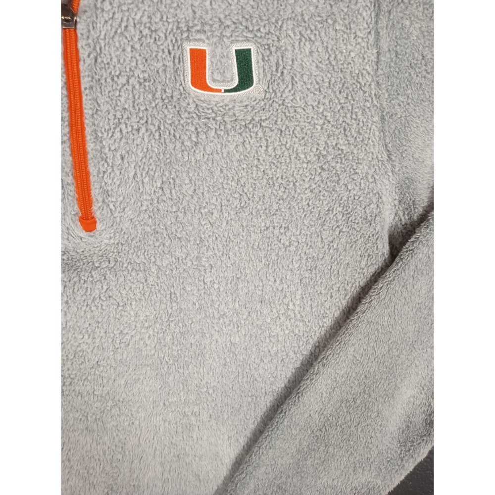 Colosseum Athletics Women's Miami Hurricanes XL Sherpa Gray 1/4 Zip Pullover Y2K - Picture 3 of 14